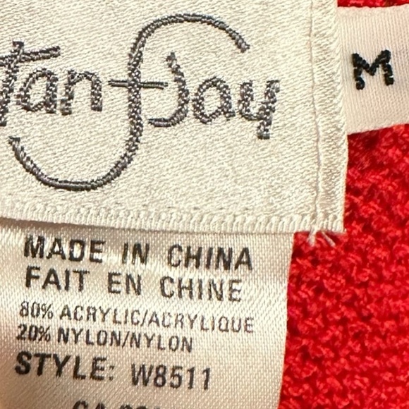 VTG Tan-Jay Sweater Vest Size S/M Red And White Abstract Lightweight - Picture 5 of 7